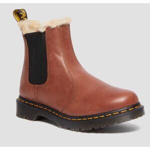 NWT Dr. Martens 2976 Leonore faux fur-lined Chelsea Boots 5L SADDLE TAN FARRIER